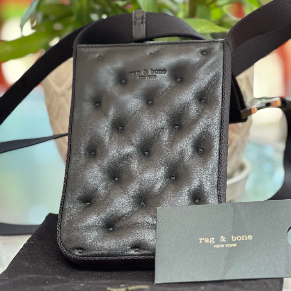 Rag & Bone Black Leather Cell Phone Crossbody Bag
